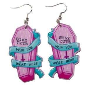 3/$25 Goth Stay Cute Coffin Resin‎ Earrings hypoallergenic nickel free 925